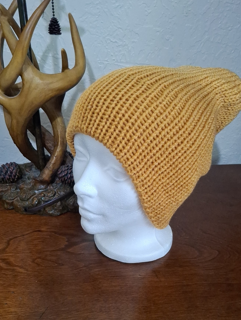 Handmade Women’s Knit Slouch Beanie in Mustard